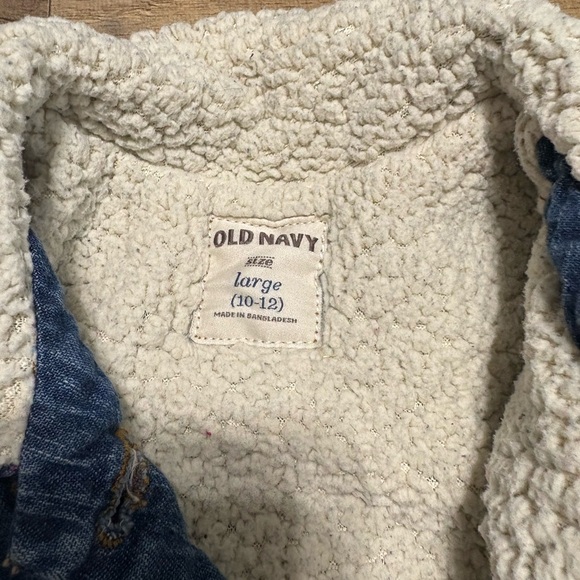 Old Navy Blue Jean Jacket with Sherpa Collar - Picture 3 of 6